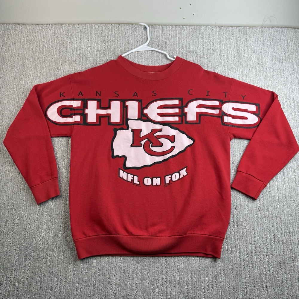 Vintage Kansas City Chiefs Spellout Sweatshirt NFL on FOX Size Large